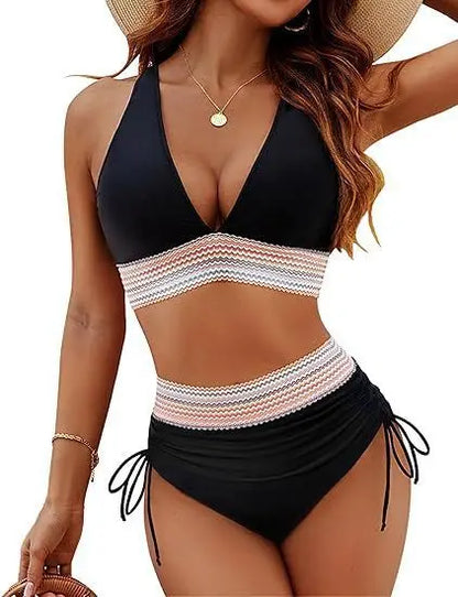Icone™ Snøre Bikini: Elegant Højtaljet To-Delt Snøre Bikini
