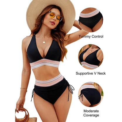 Icone™ Snøre Bikini: Elegant Højtaljet To-Delt Snøre Bikini