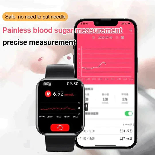 Ikke-invasiv blodsukker smartwatch med fitness tracking