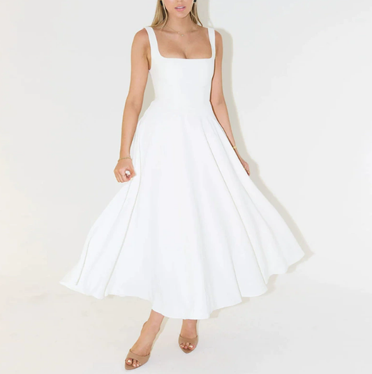Faustine | Robe midi structurée intemporelle