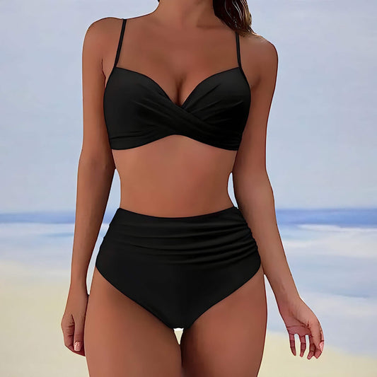 Couture-moda | Top de bain torsadé chic et bas à taille haute - Image 2