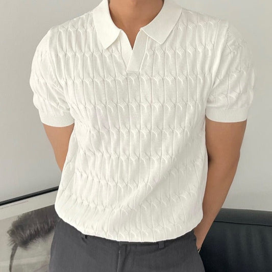 Eusèbe | Polo texturé sophistiqué pour hommes - Style élégant et vieux jeu - Image 1