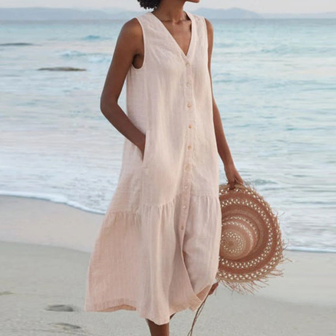 Jacqueline | Elégante robe midi sans manches pour femmes - Image 5