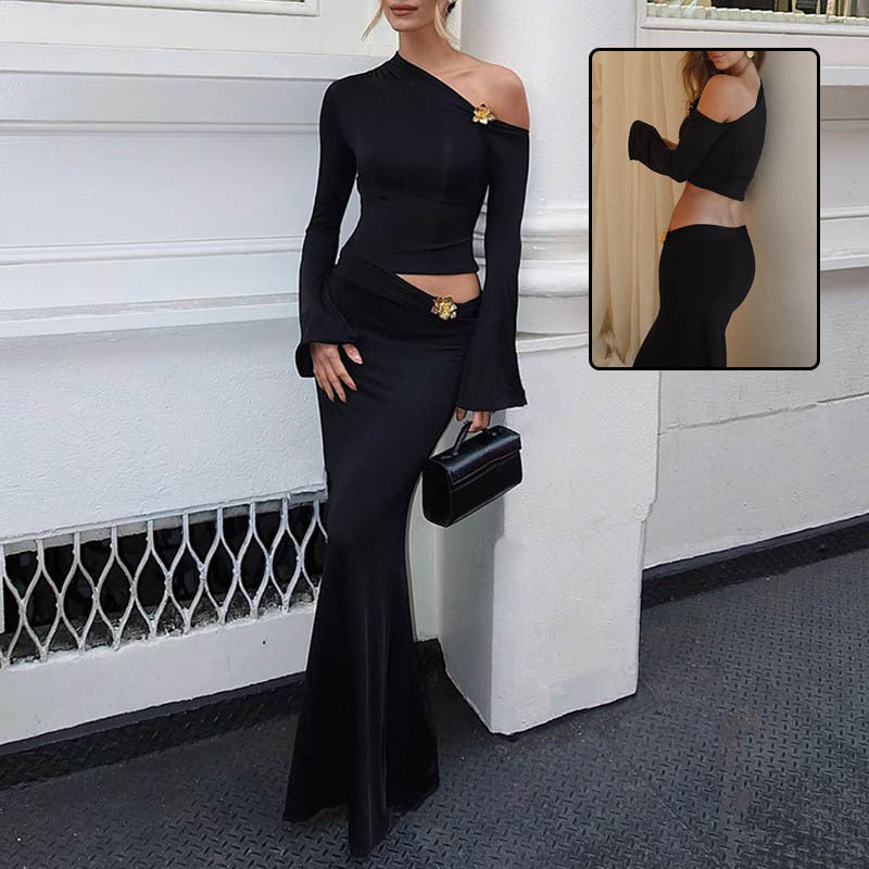 Image of Ingebjørg | Dame One Shoulder Maxi Todelt Sæt