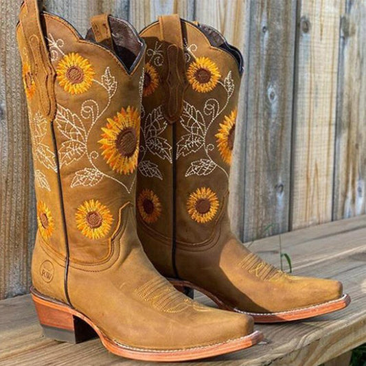 Elisabeth | Bottes de Cowboy Mi-Mollet Brodé pour Femme - Image 1