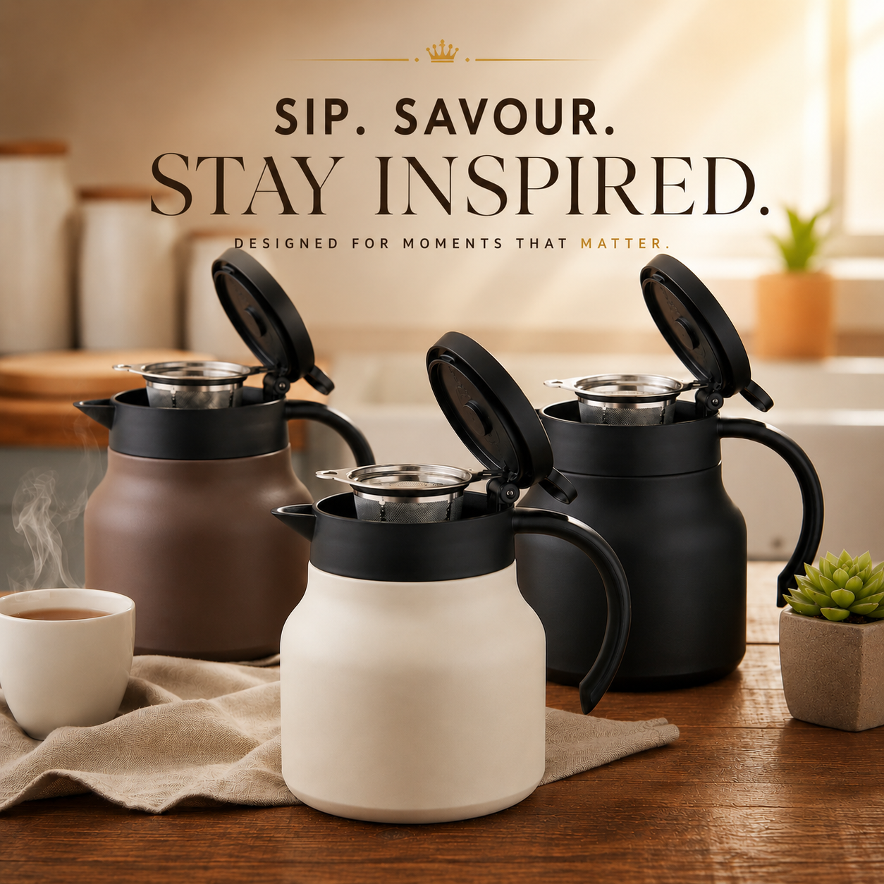 Isoleret Teapot med Infuser og Keramisk Foring - 800ml