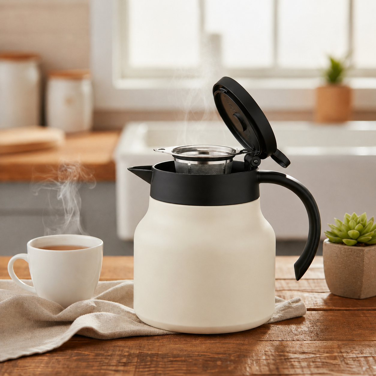 Isoleret Teapot med Infuser og Keramisk Foring - 800ml