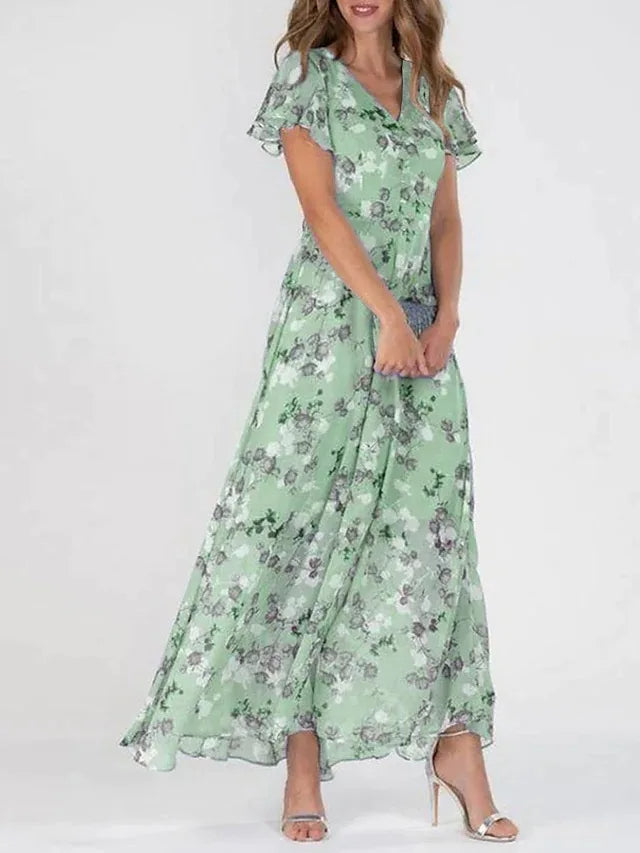 Image of Josefine | Dame V-Hals A-Linje Maxi Kjole