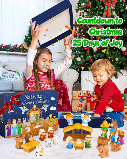 Julekrybbe-adventskalender - 25 dele festdekoration