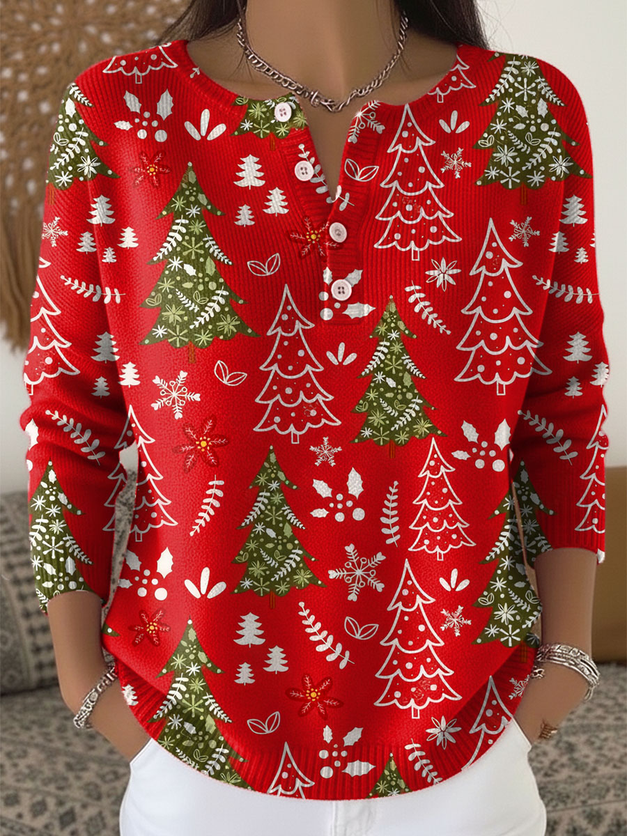 Julesweater til damer med knapper