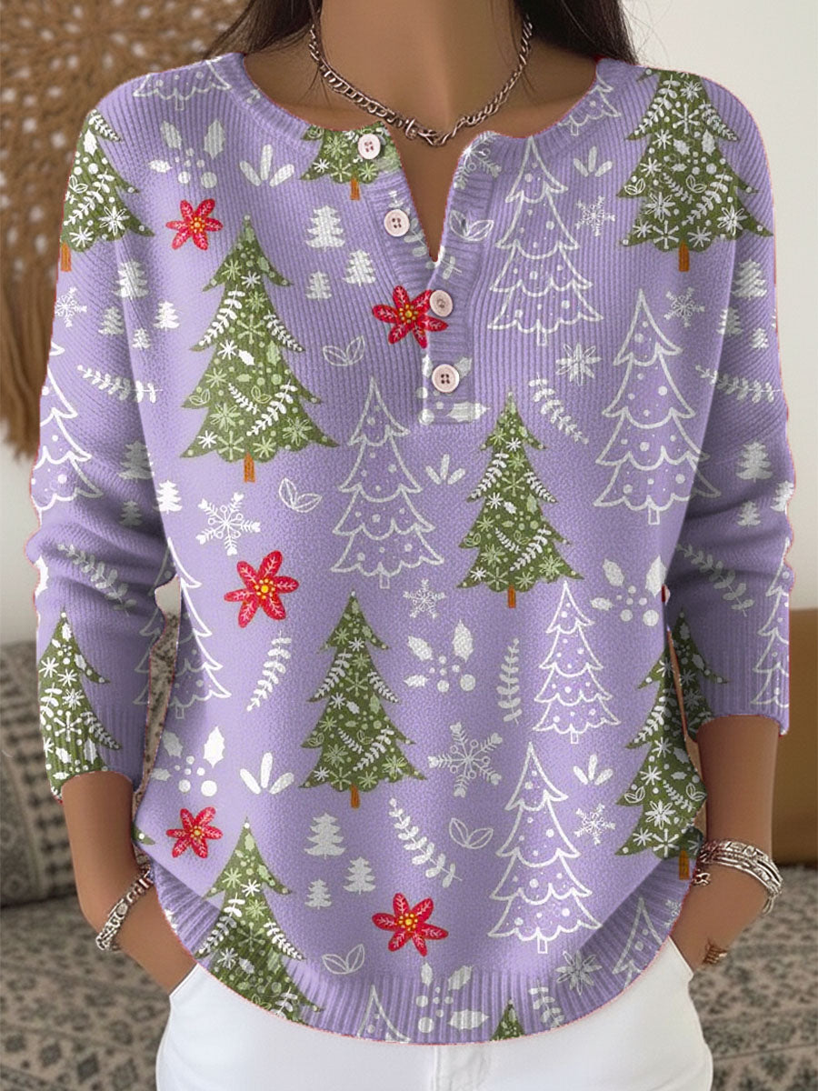 Julesweater til damer med knapper