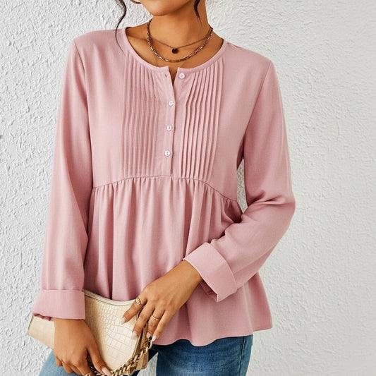 Image of Karla | Langærmet Dame Bluse med Knapper