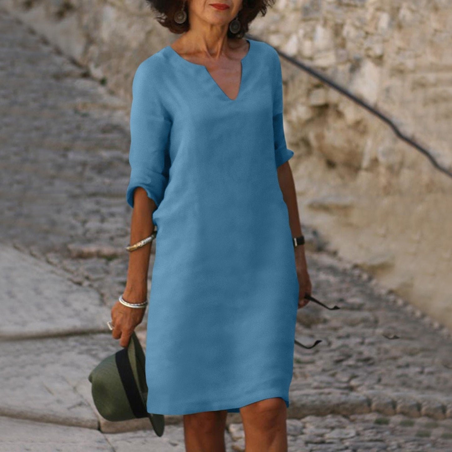 Image of Katja | Dame V-Hals Midi Kjole