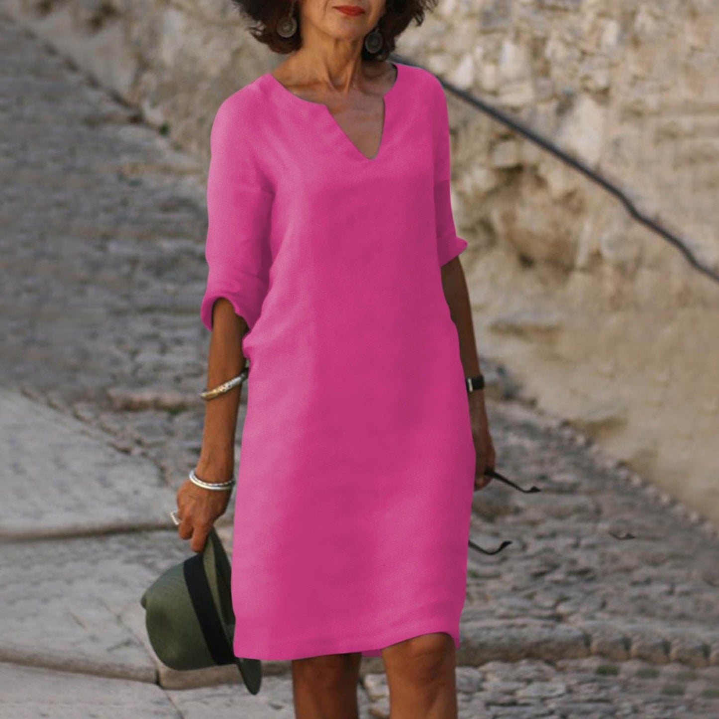 Image of Katja | Dame V-Hals Midi Kjole
