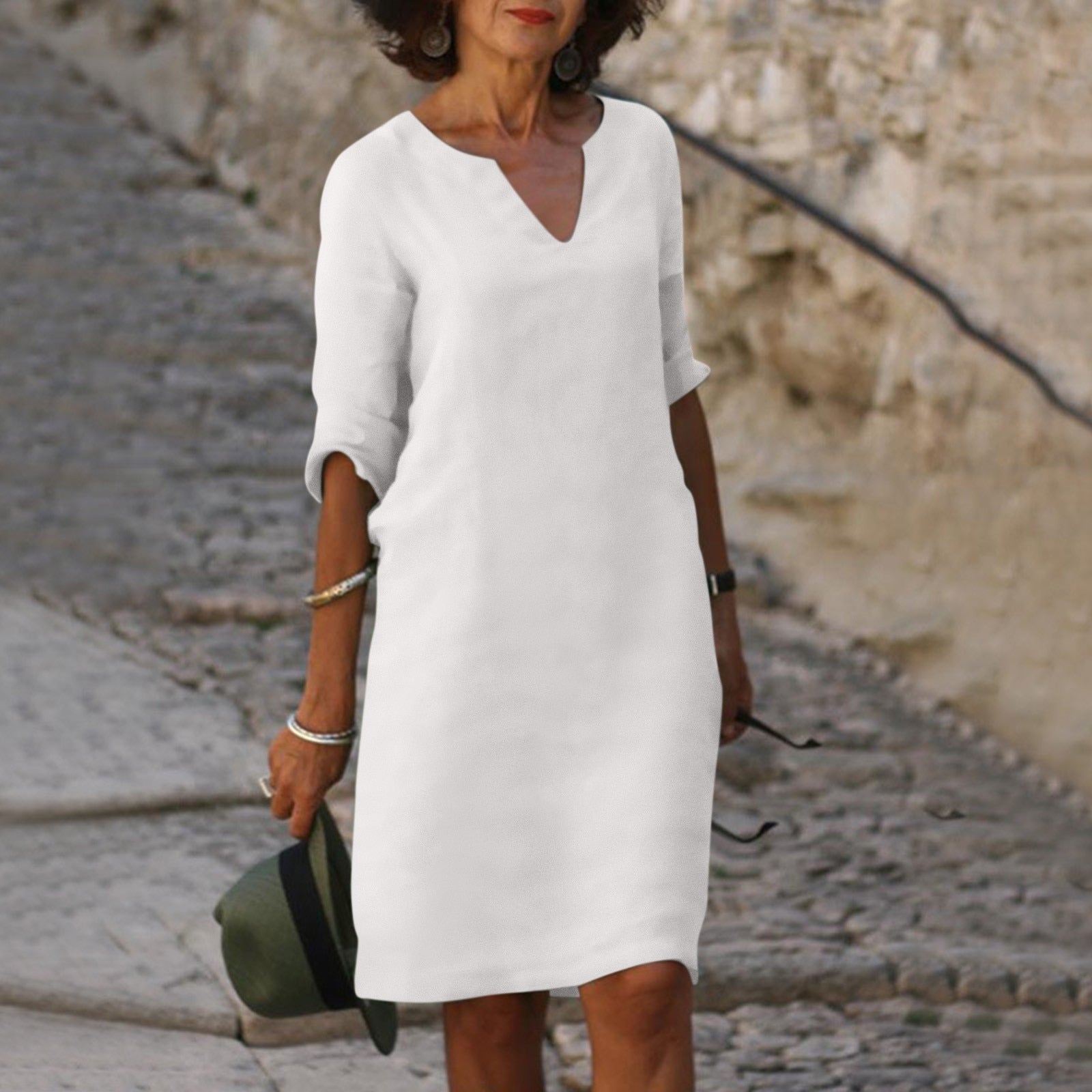 Image of Katja | Dame V-Hals Midi Kjole