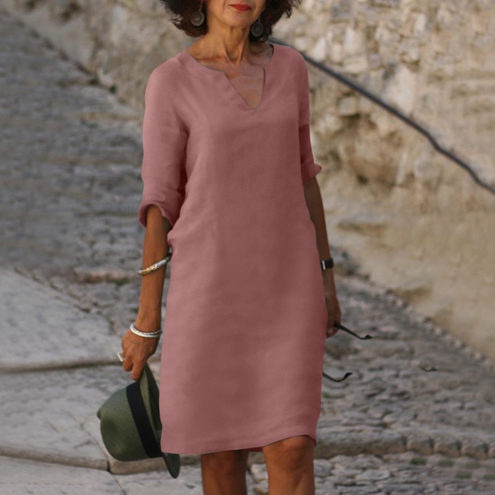 Image of Katja | Dame V-Hals Midi Kjole