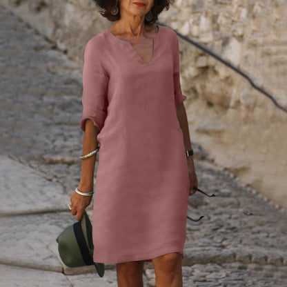 Image of Katja | Dame V-Hals Midi Kjole