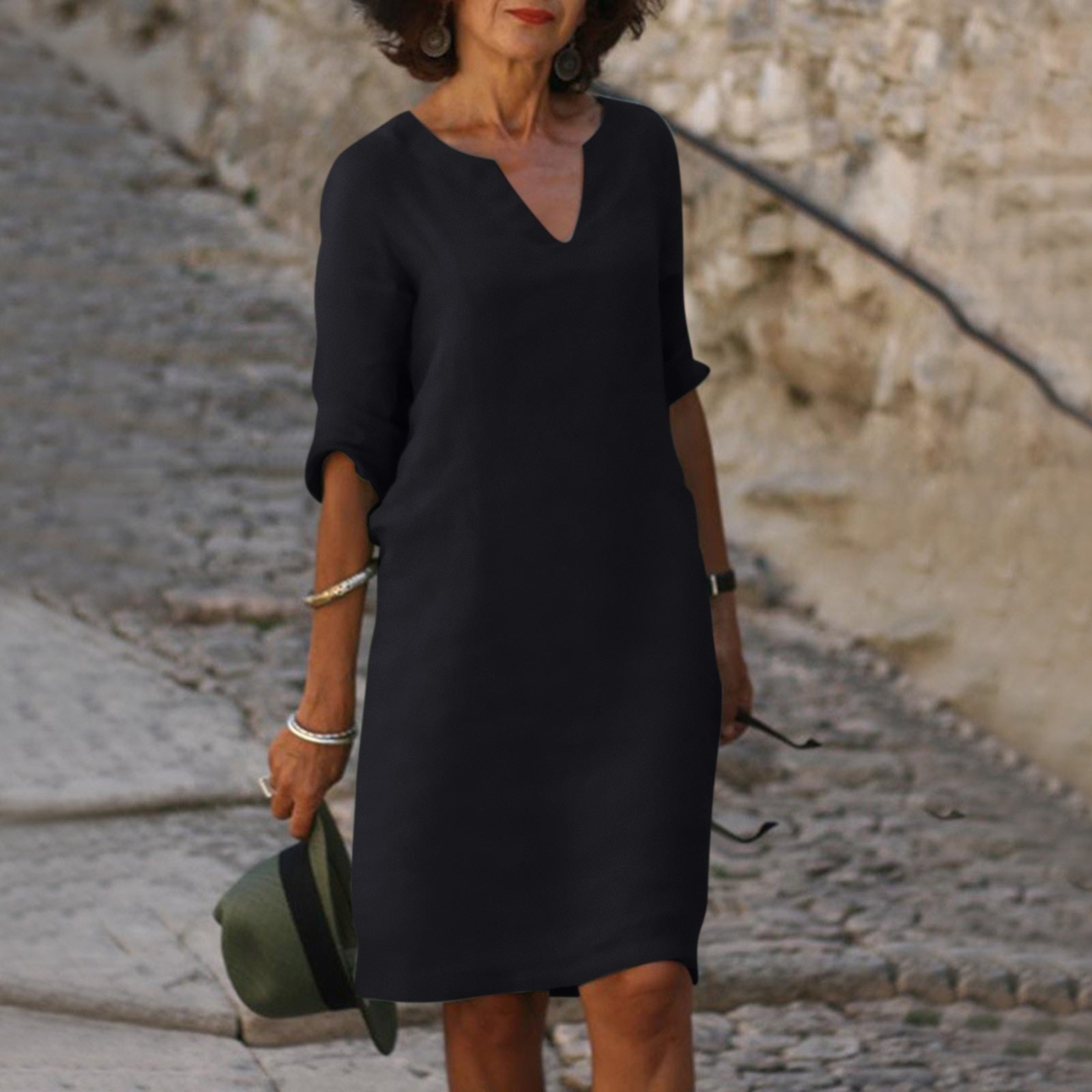 Image of Katja | Dame V-Hals Midi Kjole