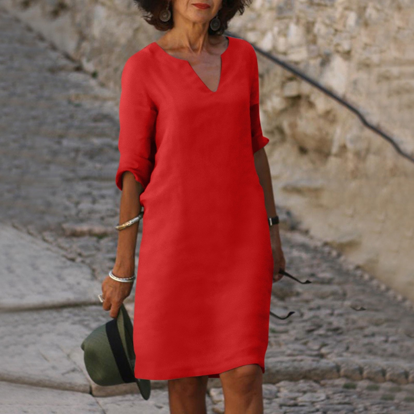Image of Katja | Dame V-Hals Midi Kjole