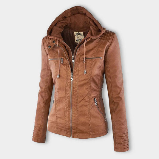 Erika | Veste de motard à capuche pour femme - Image 1