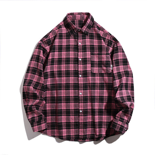 Klassisk unisex flannelskjorte med ternet mønster, blød bomuldsfinish og brystlomme