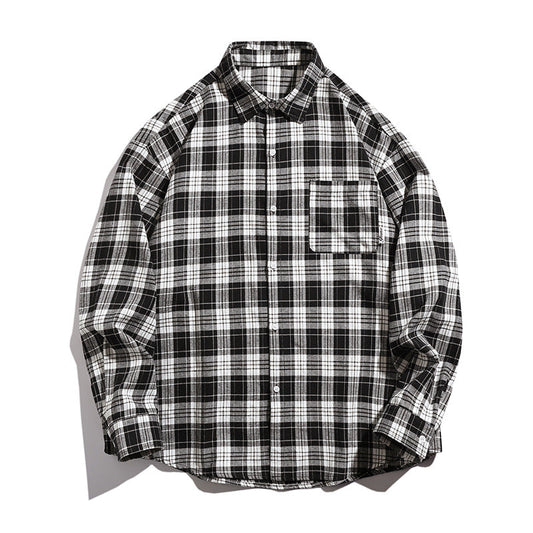 Klassisk unisex flannelskjorte med ternet mønster, blød bomuldsfinish og brystlomme