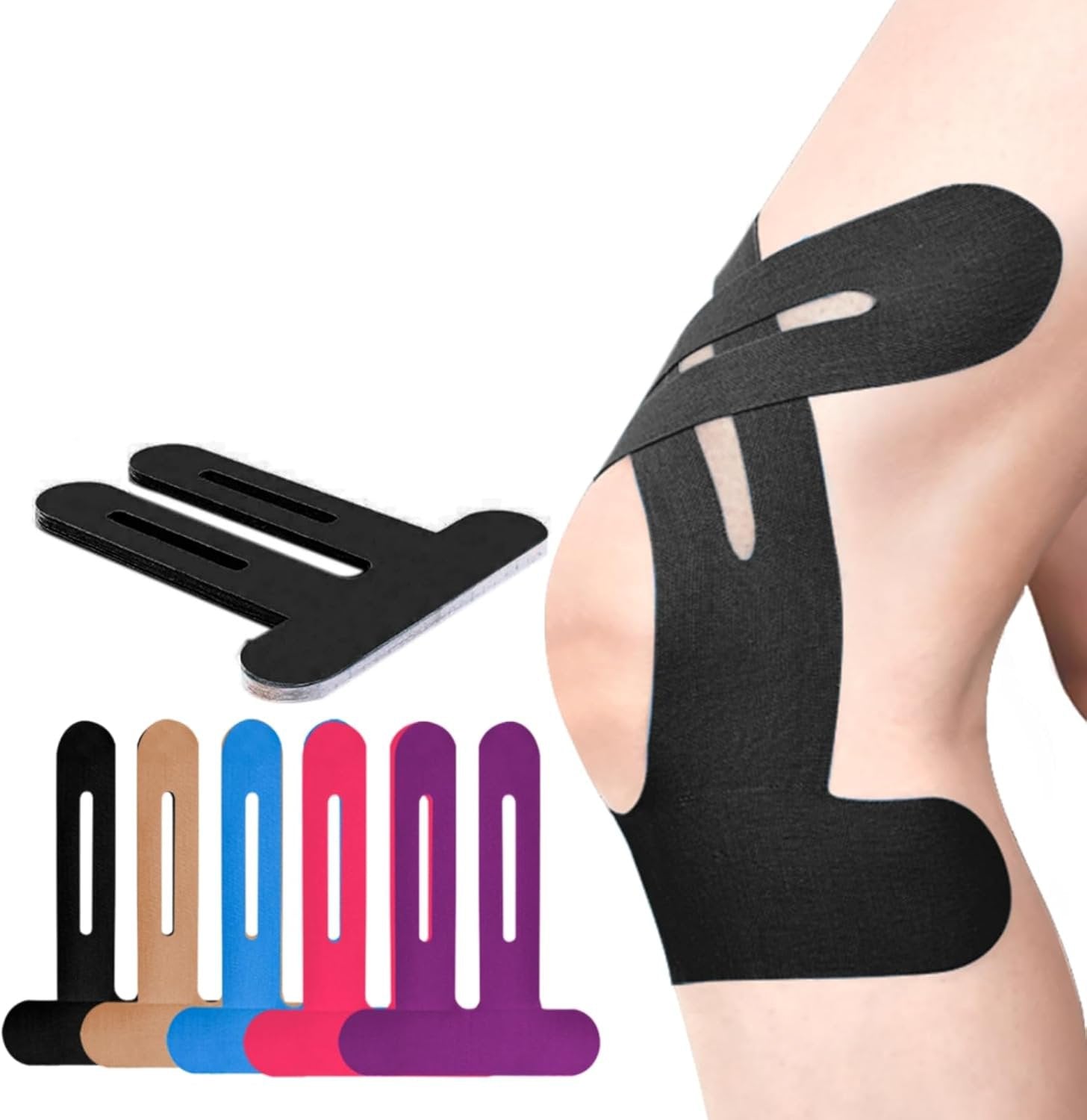 Knæbeskytter | Forudskåret Kinesio Tape | Åndbar Knæstøtte | Flexify