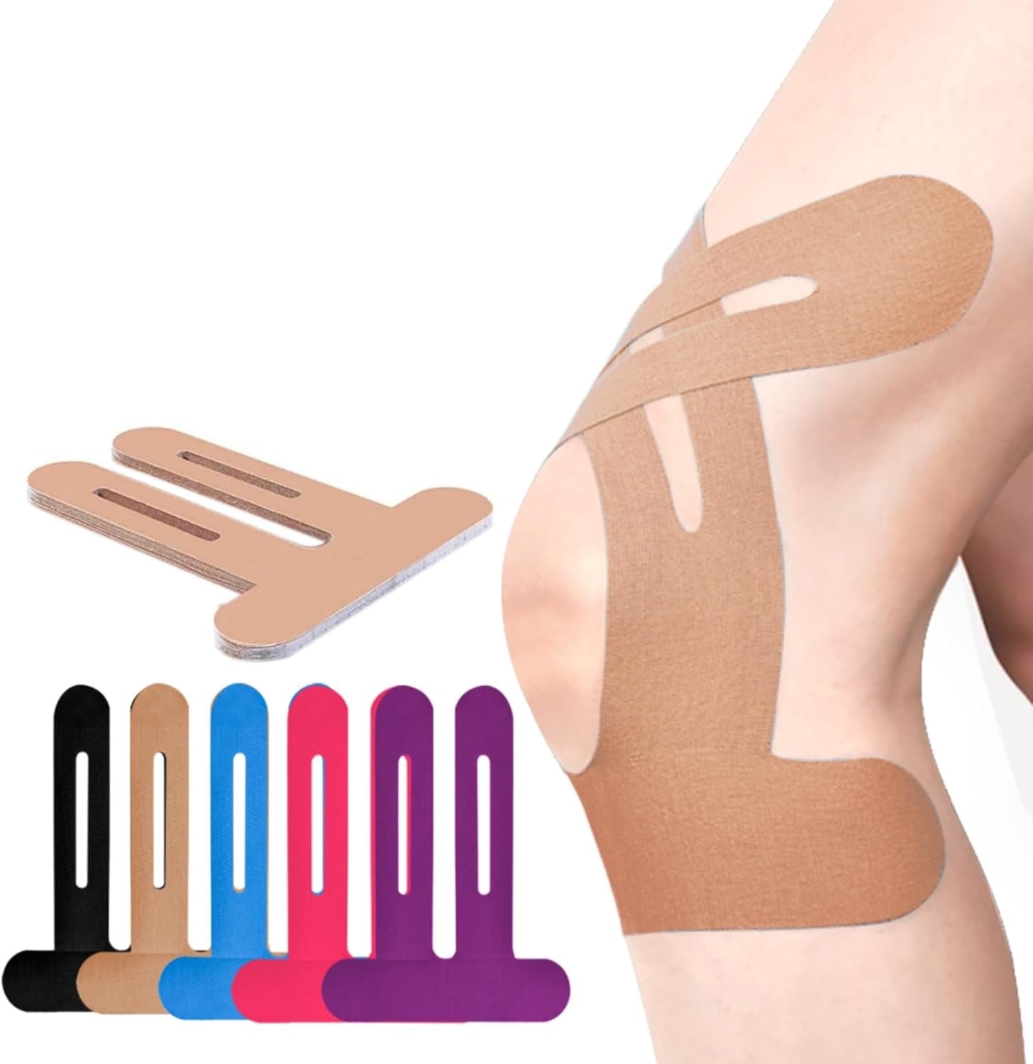Knæbeskytter | Forudskåret Kinesio Tape | Åndbar Knæstøtte | Flexify