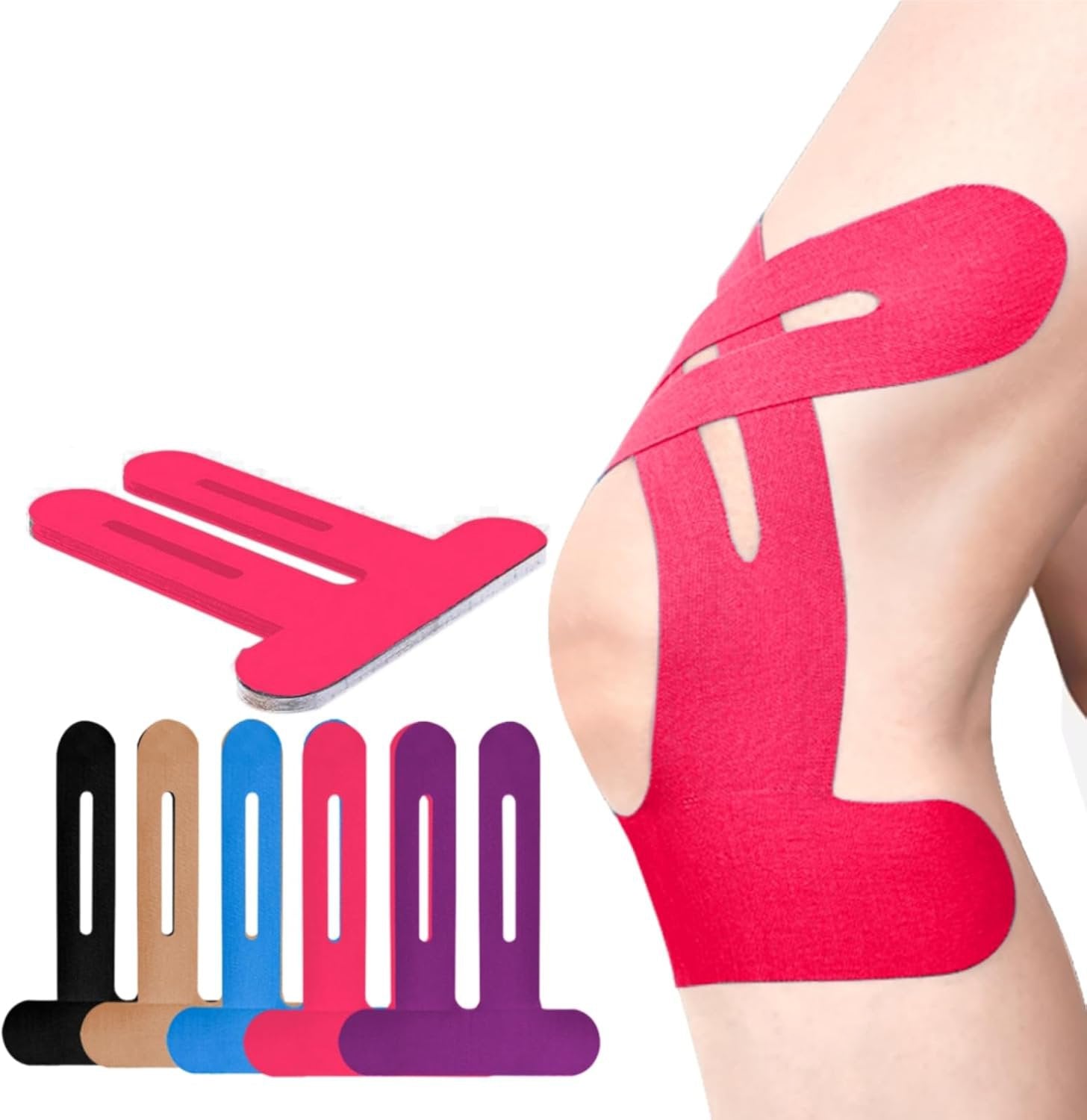 Knæbeskytter | Forudskåret Kinesio Tape | Åndbar Knæstøtte | Flexify