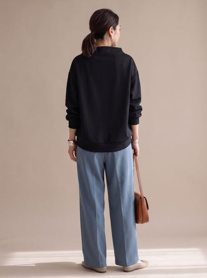Langærmet pullover-top med mock-neck og afslappet pasform til damer