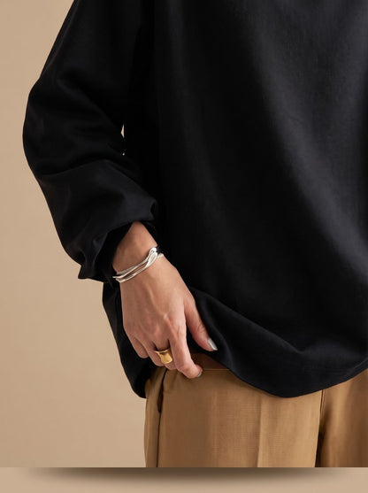 Langærmet pullover-top med mock-neck og afslappet pasform til damer