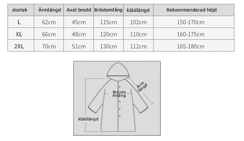 Lang Vandtæt Regnfrakke med Hætte til Kvinder