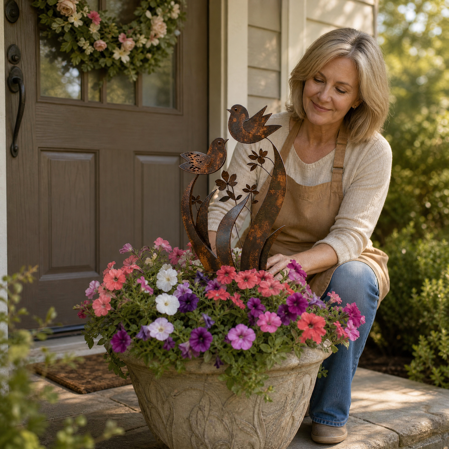 Lark & Iron™ – Rustik Fugle- og Vildblomst Stake