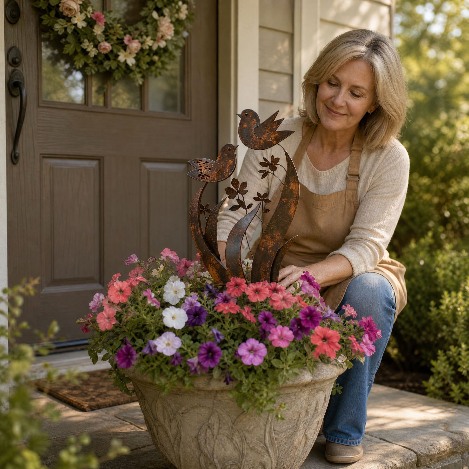 Lark & Iron™ – Rustik Fugle- og Vildblomst Stake