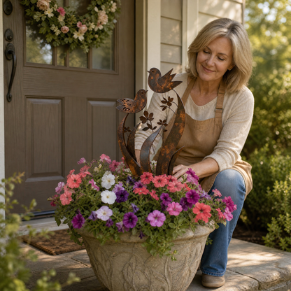 Lark & Iron™ – Rustik Fugle- og Vildblomst Stake