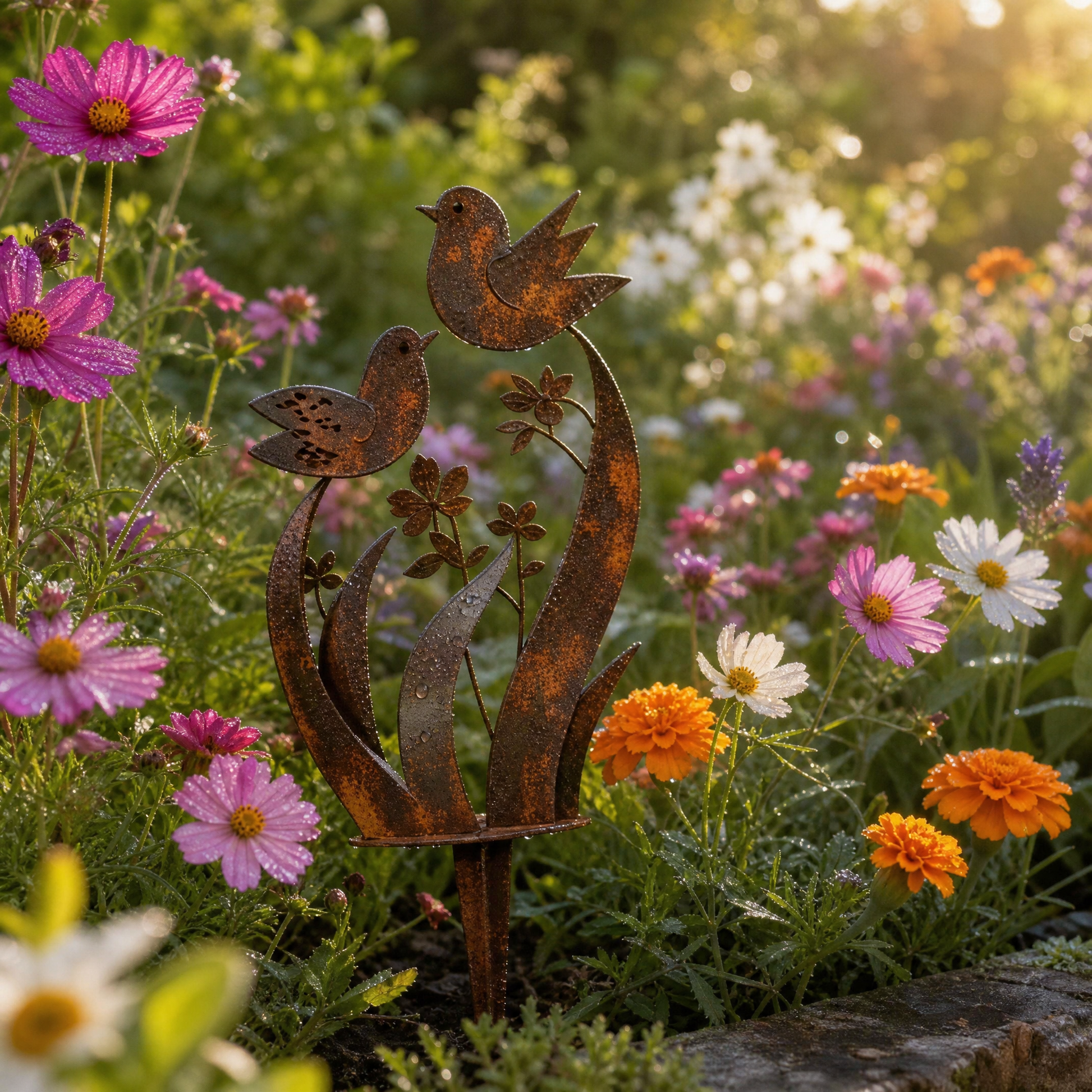Lark & Iron™ – Rustik Fugle- og Vildblomst Stake