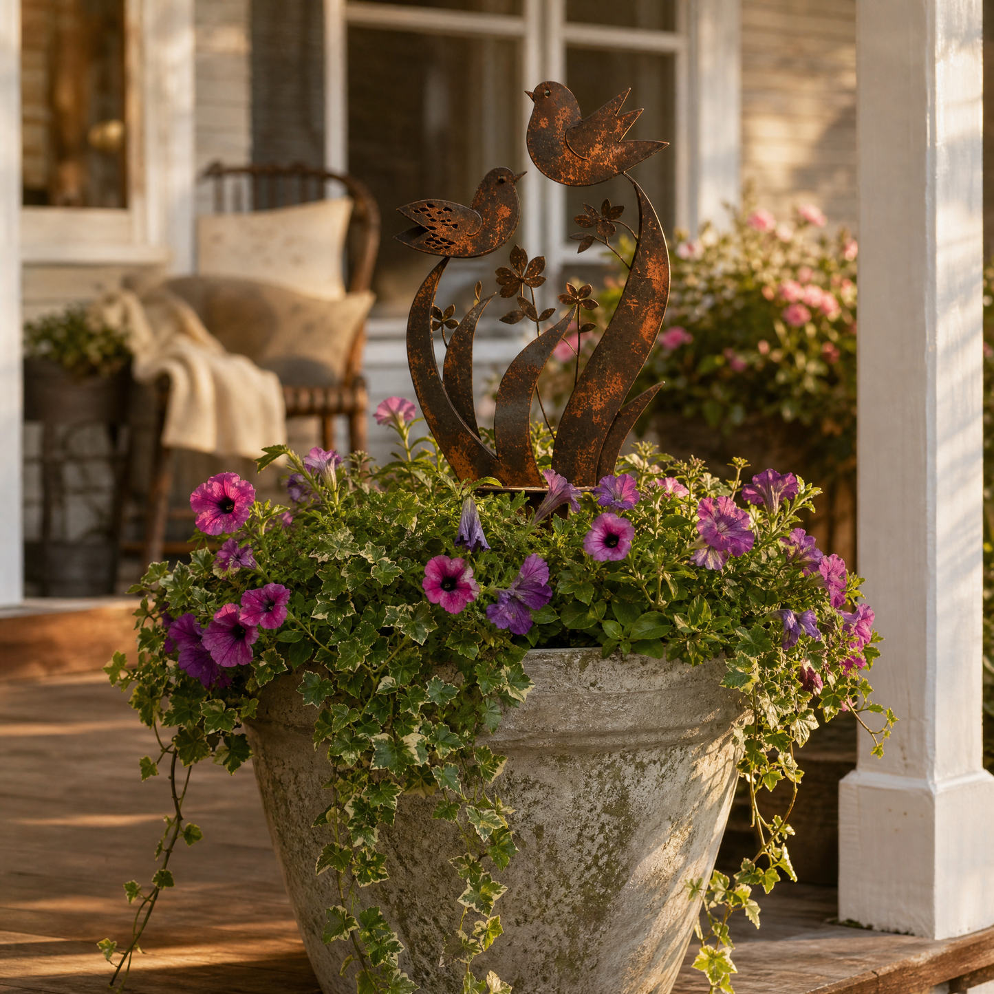 Lark & Iron™ – Rustik Fugle- og Vildblomst Stake