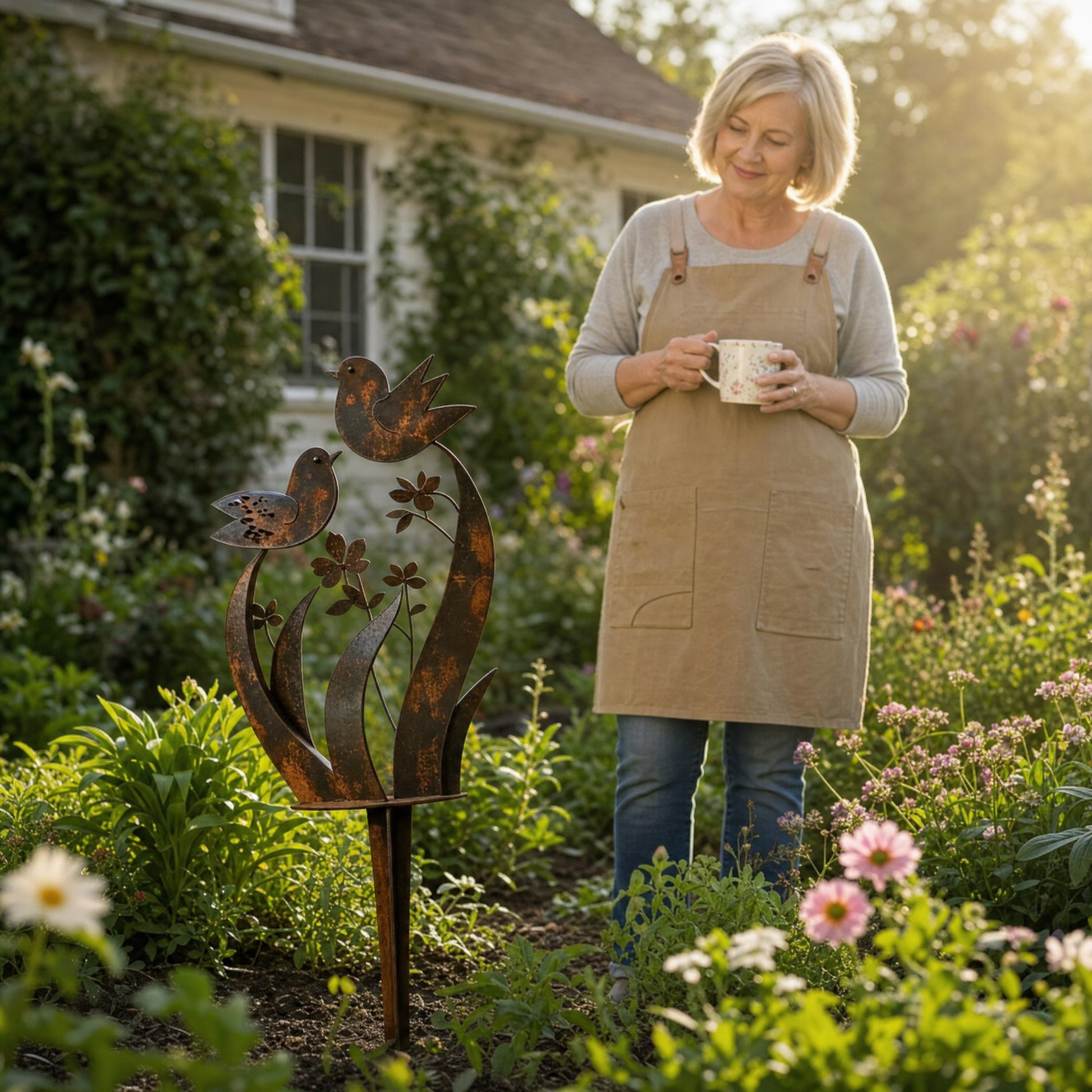 Lark & Iron™ – Rustik Fugle- og Vildblomst Stake