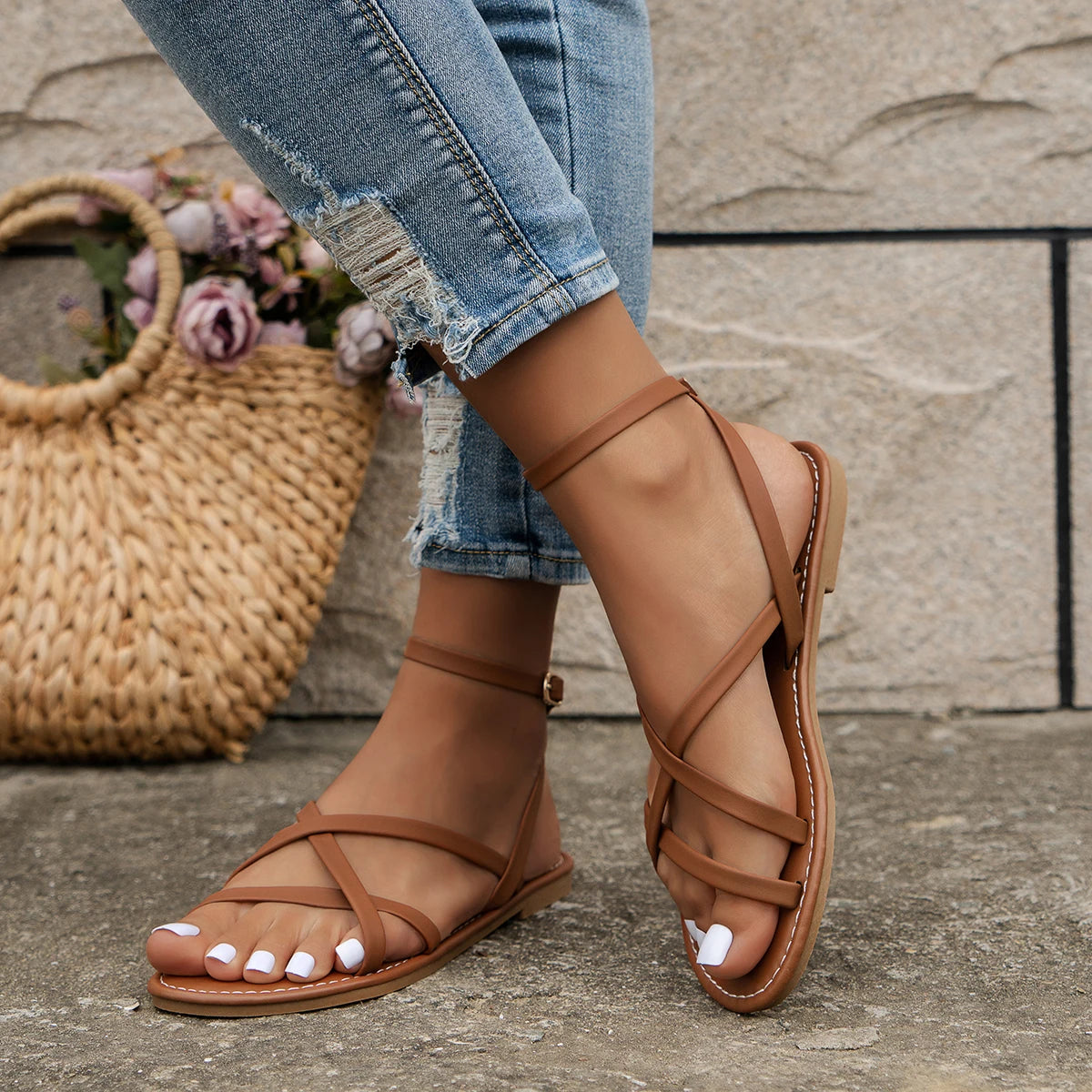 Layla - Criss-Cross Flade Sandaler