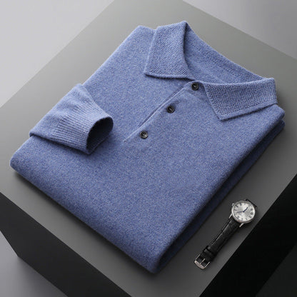 Leandro | Blød Cashmere Langærmet Polo Shirt | Mænd