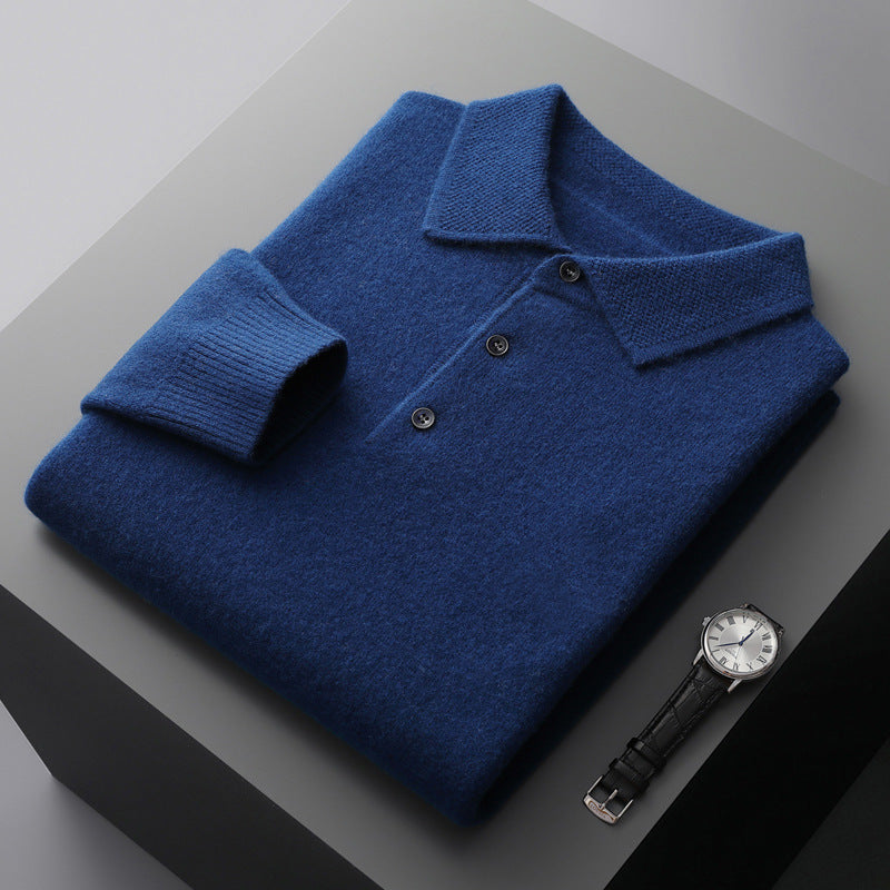 Leandro | Blød Cashmere Langærmet Polo Shirt | Mænd