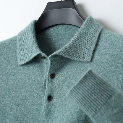 Leandro | Blød Cashmere Langærmet Polo Shirt | Mænd
