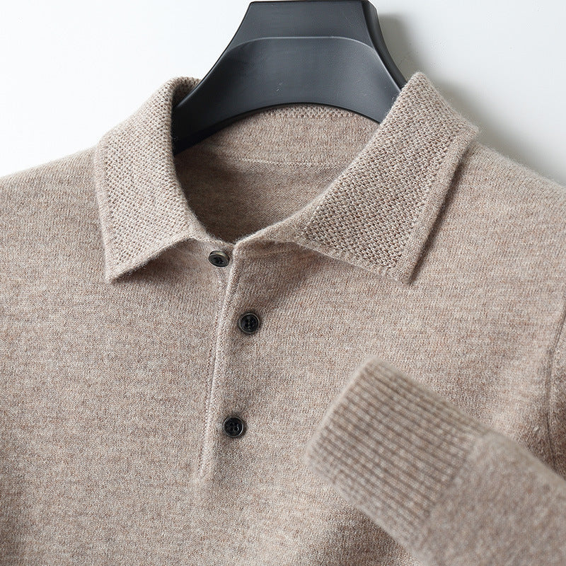 Leandro | Blød Cashmere Langærmet Polo Shirt | Mænd