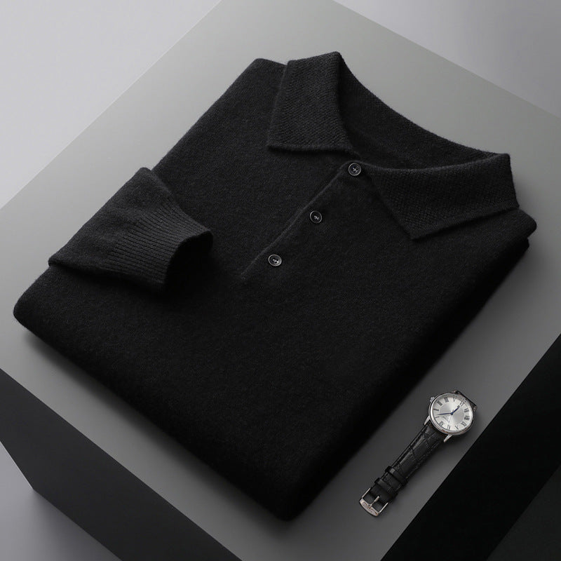 Leandro | Blød Cashmere Langærmet Polo Shirt | Mænd