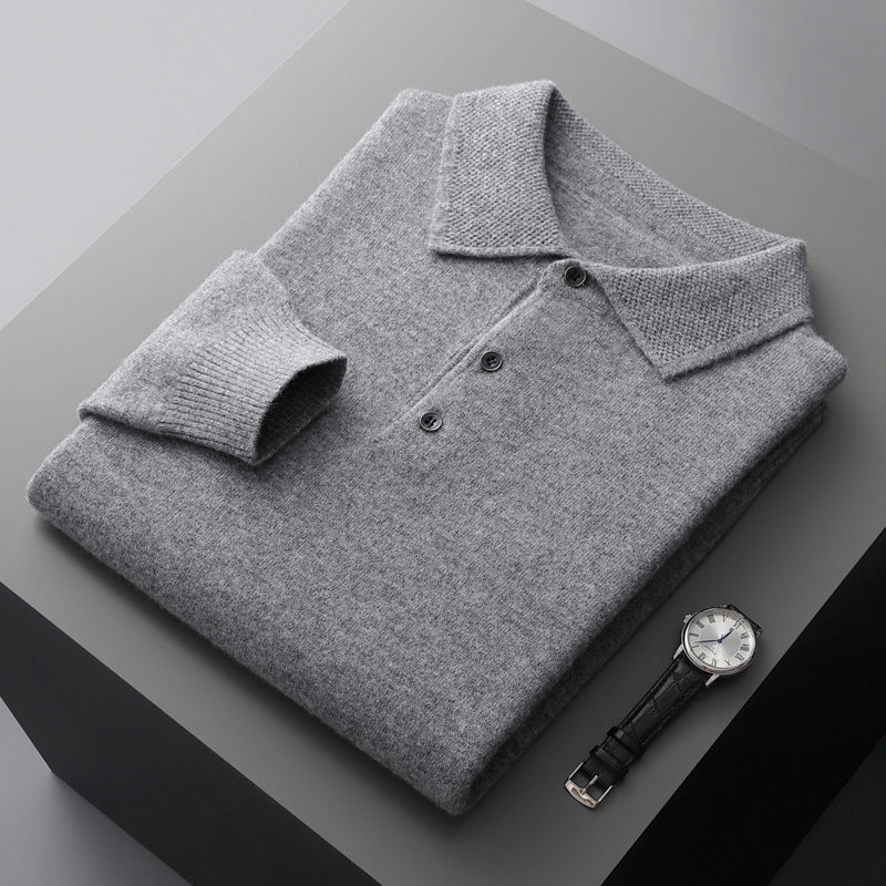 Leandro | Blød Cashmere Langærmet Polo Shirt | Mænd