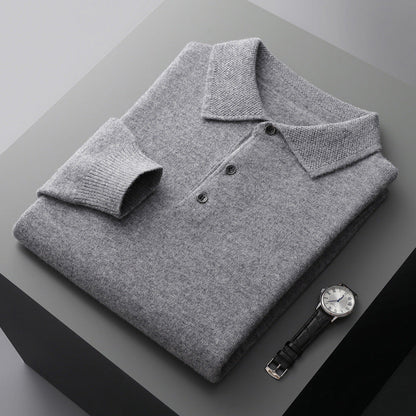 Leandro | Blød Cashmere Langærmet Polo Shirt | Mænd