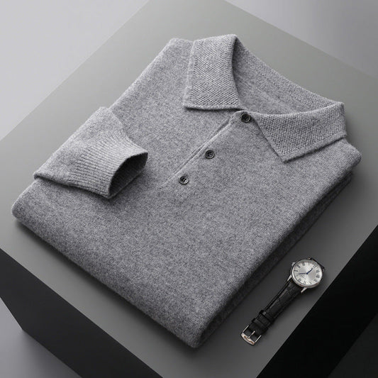 Leandro | Blød Cashmere Langærmet Polo Shirt | Mænd