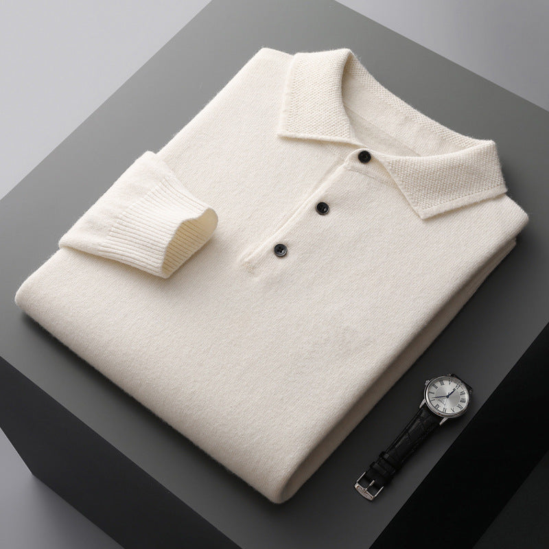 Leandro | Blød Cashmere Langærmet Polo Shirt | Mænd