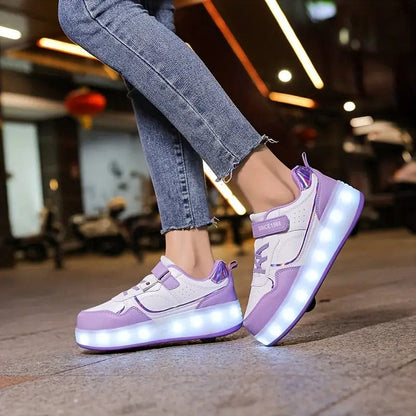 LED Lysk Sneakers med Utrækkelige Hjul til Børn