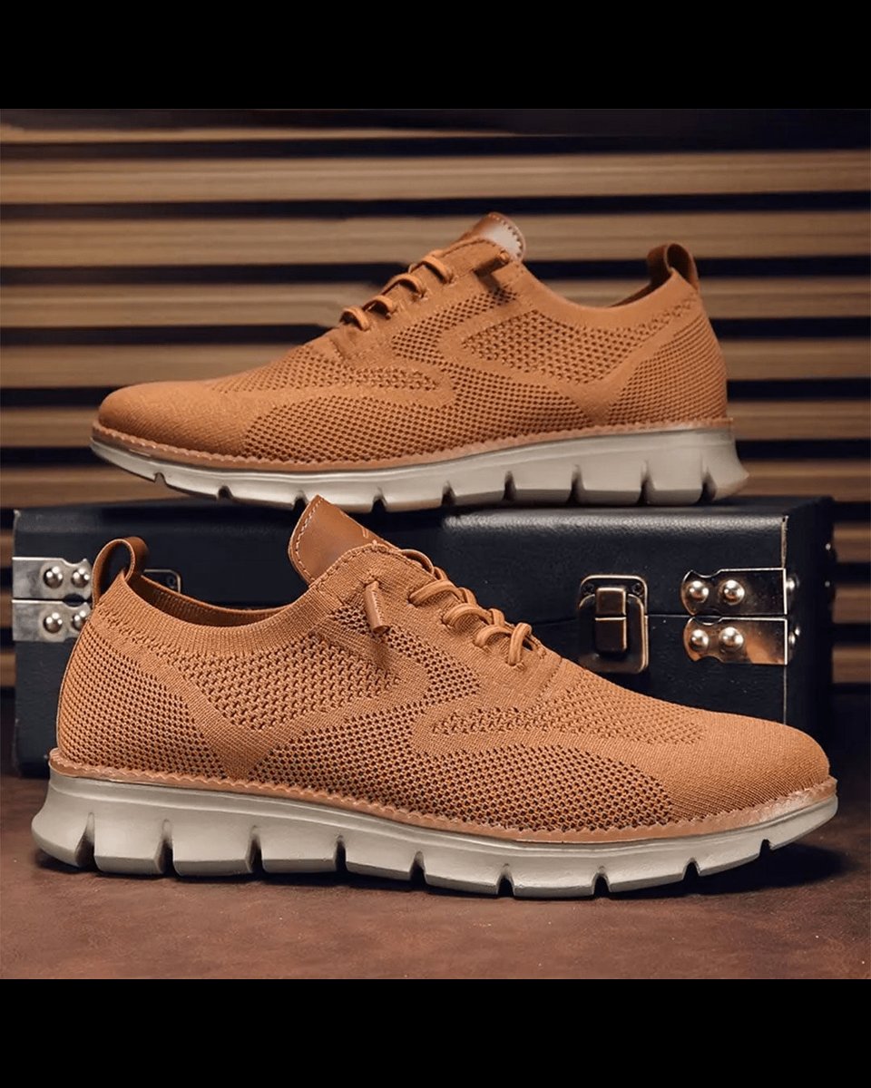 Lette og åndbare strikkede casual sneakers med snøre til mænd